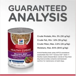 Hill's Science Diet Adult 7+ Healthy Cuisine Braised Beef, Carrots & Peas Stew Canned Dog Food 17 Hill's Science Diet Adult 7+ Healthy Cuisine Braised Beef, Carrots & Peas Stew Canned Dog Food -Blue Buffalos Shop 94008 PT6. AC SS1800 V1598143875