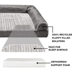 FurHaven Pet Products Luxe Fur & Performance Linen Full Support Dog & Cat Bed -Blue Buffalos Shop 941190 PT4. AC SS1800 V1692386932