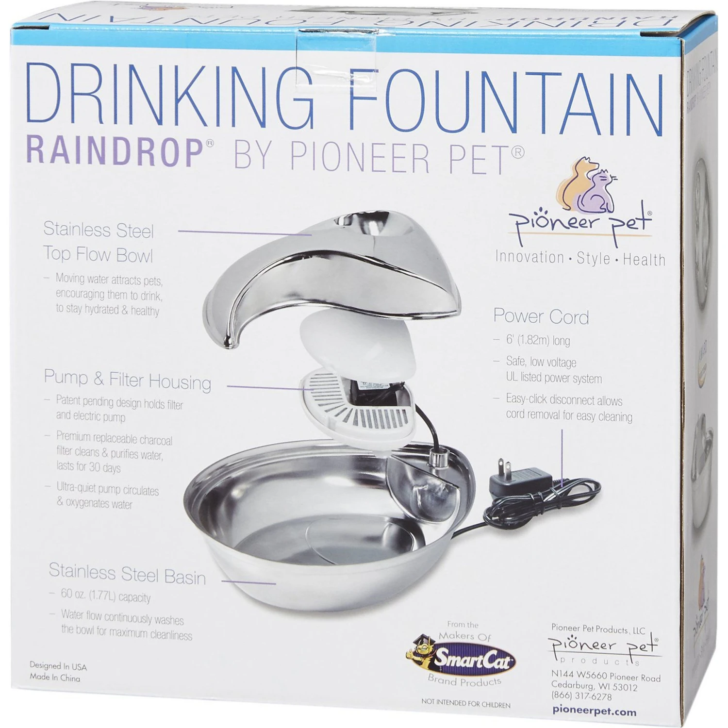 Pioneer Pet Stainless Steel Dog & Cat Fountain Raindrop Design & Pioneer Pet Replacement Filters For Ceramic & Stainless Steel Fountains 6 Pioneer Pet Stainless Steel Dog & Cat Fountain Raindrop Design & Pioneer Pet Replacement Filters For Ceramic & Stainless Steel Fountains - Image 4