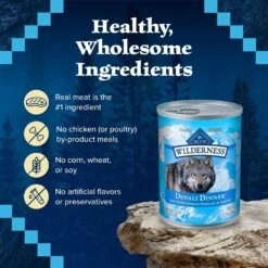 Blue Buffalo Wilderness Denali Dinner With Wild Salmon, Venison & Halibut Grain-Free Canned Dog Food -Blue Buffalos Shop 95954 PT5. AC SS1800 V1604359000